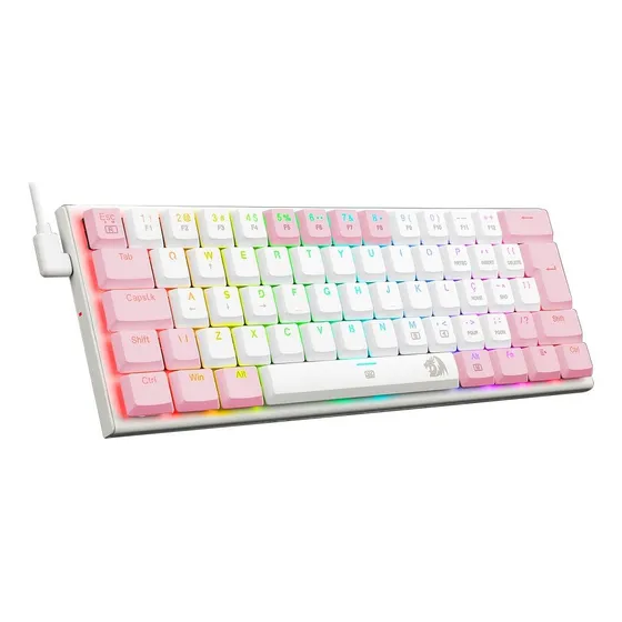 Imagem do produto Teclado Gamer Redragon Anivia Branco Rosa Rgb Switch Marrom