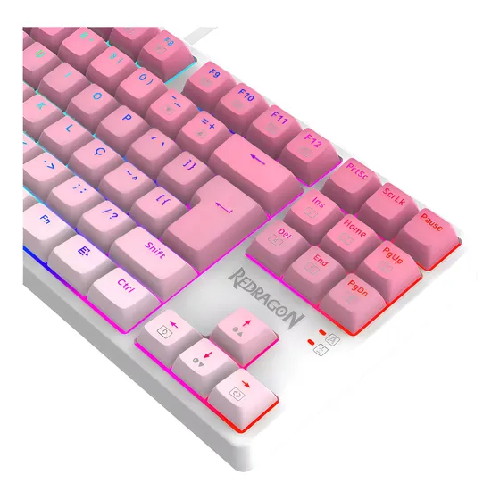 Imagem do produto Teclado Gamer Redragon K576gp Daksa Rgb Switch Brown Bc Rosa Cor de teclado Branco e Rosa Idioma Português Brasil