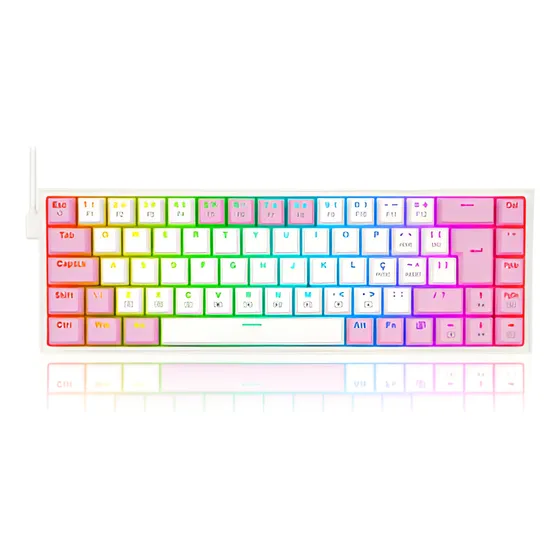 Imagem do produto Teclado Gamer Redragon K631wp Castor Rgb Switch Blue Bc Pink Cor De Teclado Branco Com Rosa Idioma Português Brasil