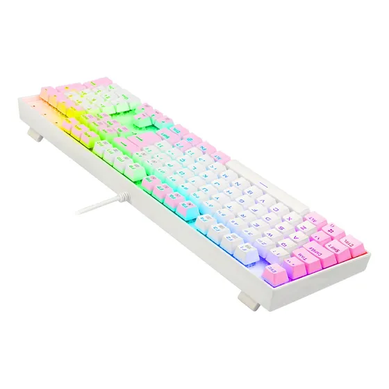 Imagem do produto Teclado Gamer Redragon Mitra Branco Rosa Rgb Switch Azul Pt