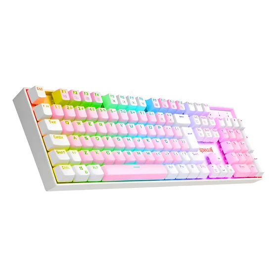 Imagem do produto Teclado Gamer Redragon Mitra Bubblegum K551pw Rgb Sw Brown Cor de teclado Rosa com Branco Idioma Português Brasil