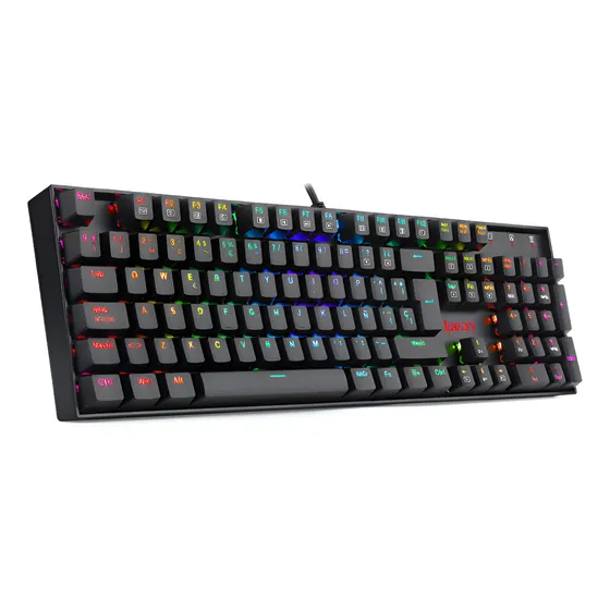 Imagem do produto Teclado gamer Redragon Mitra K551 QWERTY Outemu Blue português Brasil cor preto com luz vermelho