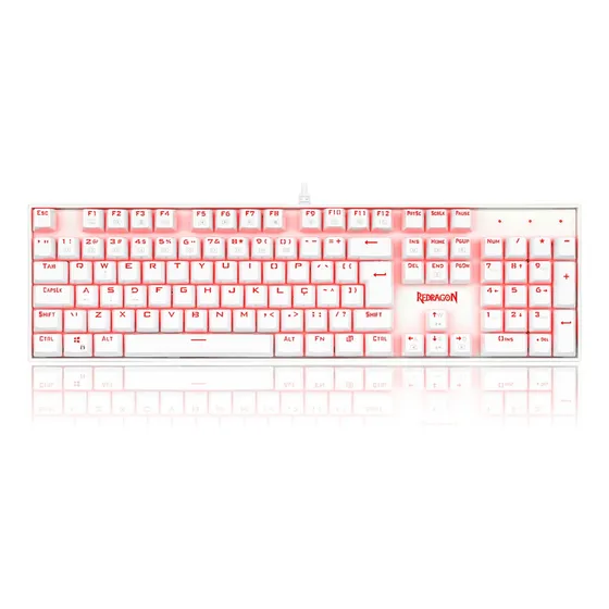 Imagem do produto Teclado gamer Redragon Mitra QWERTY Outemu Black português Brasil cor branco com luz vermelho
