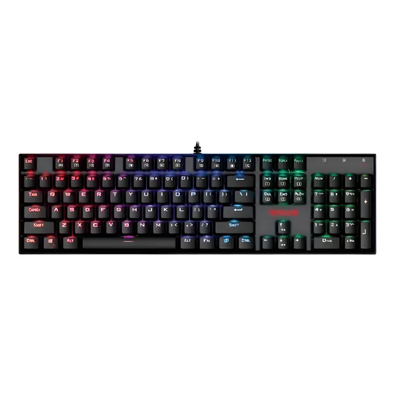 Imagem do produto Teclado gamer Redragon Mitra QWERTY Outemu Brown português Brasil cor preto com luz RGB