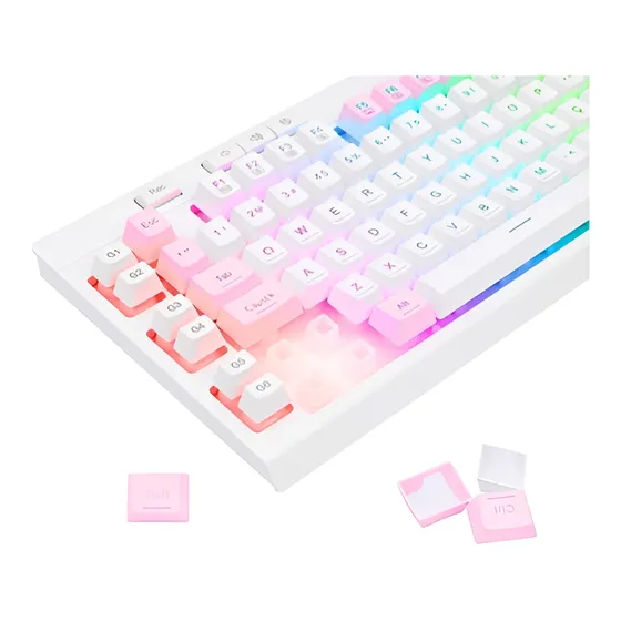 Imagem do produto Teclado Gamer Redragon Shiva K512wp Rgb Branco Com Rosa