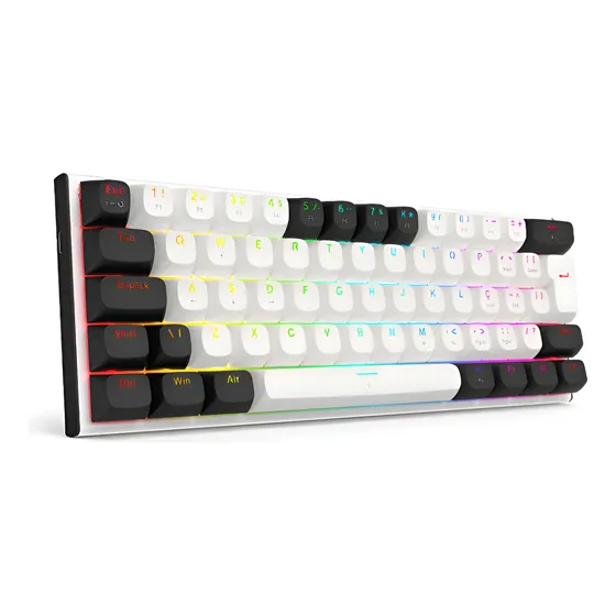 Imagem do produto Teclado Magnético Redragon Fidd Preto Branco Abnt2 Swit Pink Idioma Inglês internacional