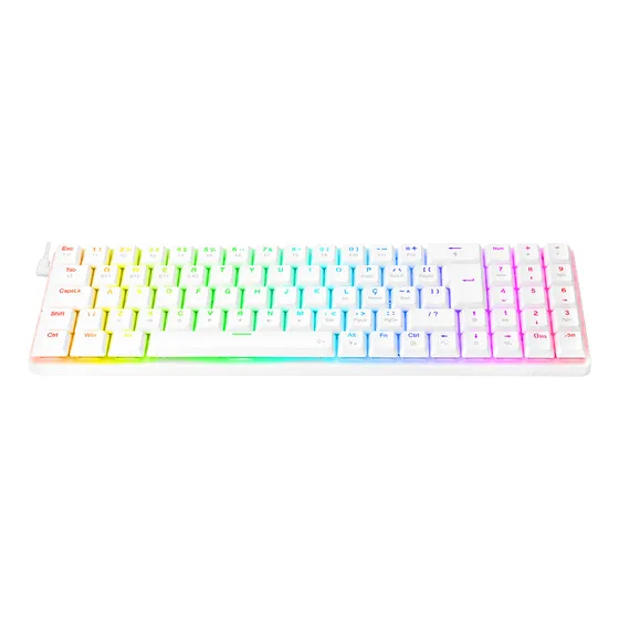 Imagem do produto Teclado Mecânico Ashe Rgb Lunar White Switch Vermelho Redragon