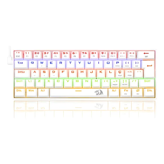 img of Teclado Mecânico Gamer Compacto Redragon Lakshmi Lunar Branco Iluminação Rainbow Switch Azul