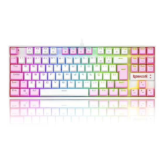Imagem do produto Teclado Mecanico Kumara Brown Redragon K552wp Branco E Rosa