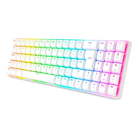 Imagem do produto Teclado Usb Mecanico Gamer Ashe Rgb Branco Switch Marrom 75% Idioma Português Brasil